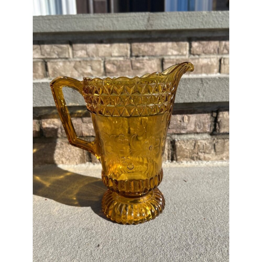 Vintage Early American Pattern Brown Glass Pitcher